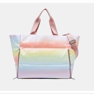 Pastel Rainbow Gym Yoga Travel Duffel Tote Bag New
